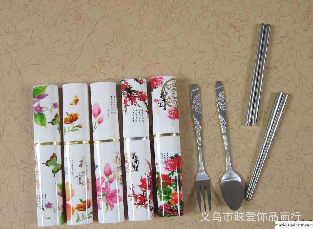 廠家直銷筆筒式餐具三件套 廣告促銷禮品 勺叉筷三盒禮盒餐具批發・進口・工廠・代買・代購