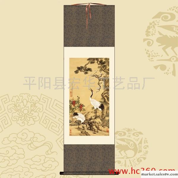 供應宏華絲綢禮品 絲綢掛畫 金箔畫 松梅雙鶴工廠,批發,進口,代購