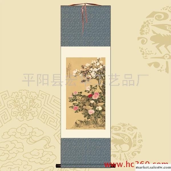 供應宏華HH-021絲綢禮品 絲綢畫 仿古山水畫 國畫 玉堂富貴 絲綢掛歷工廠,批發,進口,代購