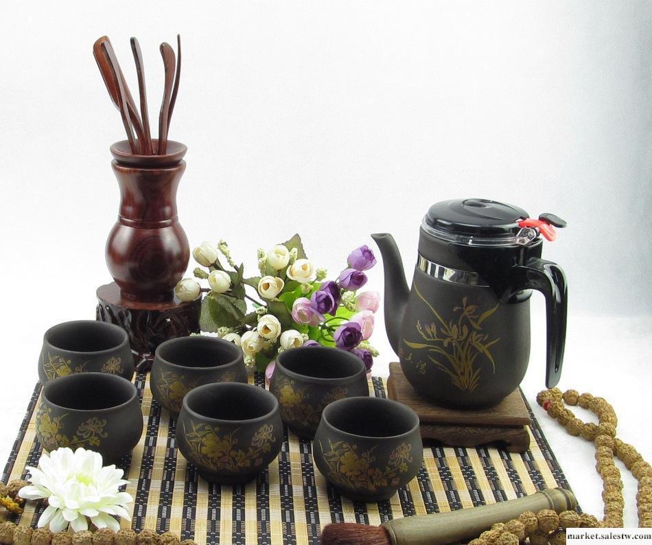 陶瓷餐具 紫砂茶具 商務禮品 茶具套裝 蘭花七件套 一套特價起批工廠,批發,進口,代購