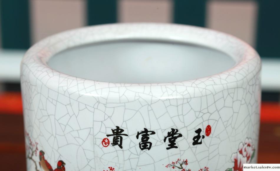 紅牡丹 書畫筒 陶瓷 手工 手繪 擺設 喜慶 禮品 小 花瓶 訂做批發工廠,批發,進口,代購