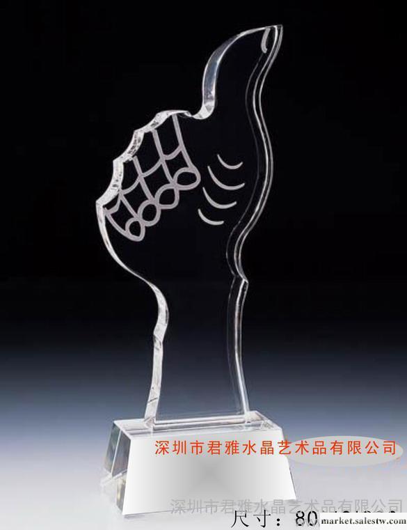 供應君雅水晶jb058水晶大拇指獎杯，定制水晶工藝品，水晶禮品工廠,批發,進口,代購