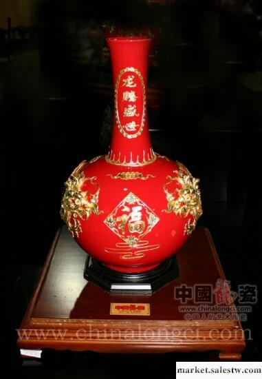 供應高端禮品 收藏品 擺件 漆線雕 中國龍瓷 陶瓷工藝品 小天球瓶(雙龍)工廠,批發,進口,代購