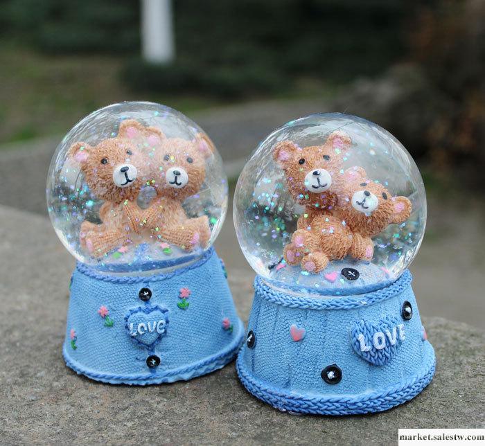 批發可愛小熊帶燈水晶球 家居擺設 居家裝飾 玻璃水球 禮物禮品批發・進口・工廠・代買・代購