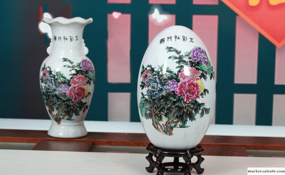 五彩牡丹圖 中套 陶瓷 展示品 手繪 擺設 喜慶 禮品 花瓶 三件套工廠,批發,進口,代購