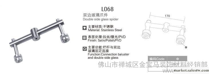 供應五金配件 玻璃掛件  批發JBM-L068不銹鋼雙邊玻璃爪件工廠,批發,進口,代購